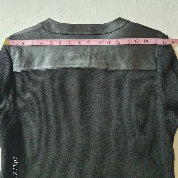 ​Jaclyn Smith Genuine Black Leather & Knit Mixed Media Zip Jacket - XL - Picture 6 of 8